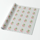 Roze Groene Gingham Kikker Kikkers Cadeaupapier (Uitgerold)