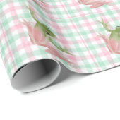 Roze Groene Gingham Kikker Kikkers Cadeaupapier (Rol Hoek)