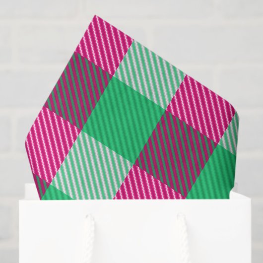 Roze groene Gingham ruitontwerp Tissuepapier