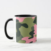 Roze & Groene Girly Camo Camouflage Patroon Mok (Links)