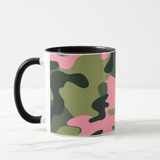 Roze & Groene Girly Camo Camouflage Patroon Mok (Links)