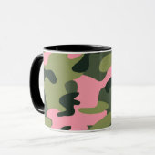 Roze & Groene Girly Camo Camouflage Patroon Mok (Voorkant links)