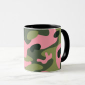 Roze & Groene Girly Camo Camouflage Patroon Mok (Voorkant rechts)