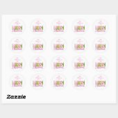 Roze Groene Glitter Prettig Kerstfeest Ronde Sticker (Vel)