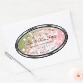 Roze groene glitter-productetiketten diamanten zil ovale sticker (Envelop)