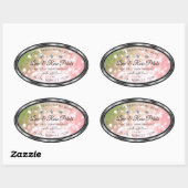 Roze groene glitter-productetiketten diamanten zil ovale sticker (Vel)