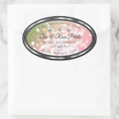 Roze groene glitter-productetiketten diamanten zil ovale sticker (Tas)