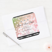 Roze groene glitter-productetiketten diamanten zil vierkante sticker (Envelop)