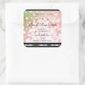 Roze groene glitter-productetiketten diamanten zil vierkante sticker (Tas)