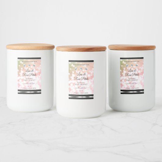 Roze groene glitter-productetiketten diamanten zil voedselcontainer etiket (Flessen)