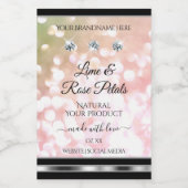 Roze groene glitter-productetiketten diamanten zil voedselcontainer etiket (Enkel label)