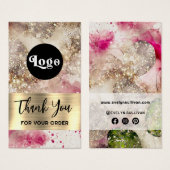 Roze groene glitter waterverf bijsluiter visitekaartje (Voorkant /achterkant)