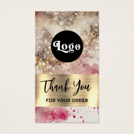 Roze groene glitter waterverf bijsluiter visitekaartje