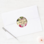 Roze groene glitter waterverf Dank u wel Ronde Sticker (Envelop)