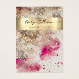 Roze groene glitter waterverf juwelenkaart visitekaartje