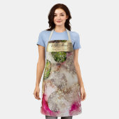 Roze groene glitter waterverf schoonheidsprofessio schort (Gedragen)