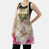 Roze groene glitter waterverf schoonheidsprofessio schort (Insitu)