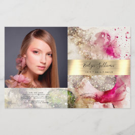 Roze groene glitter-waterverf, tweeledige brochure