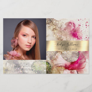 Roze groene glitter-waterverf, tweeledige brochure