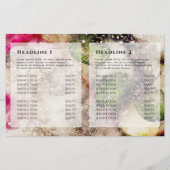 Roze groene glitter-waterverf, tweeledige brochure (Achterkant)