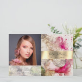 Roze groene glitter-waterverf, tweeledige brochure (Staand voorkant)