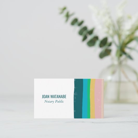 Roze groene Gold Minimalistische Stripes Handgemaa Visitekaartje (Staand voorkant)