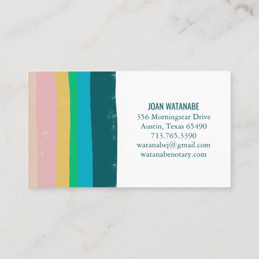 Roze groene Gold Minimalistische Stripes Handgemaa Visitekaartje