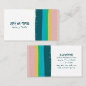 Roze groene Gold Minimalistische Stripes Handgemaa Visitekaartje (Voorkant / Achterkant)