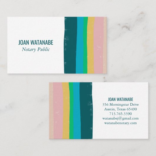 Roze groene Gold Minimalistische Stripes Handgemaa Visitekaartje (Voorkant / Achterkant)