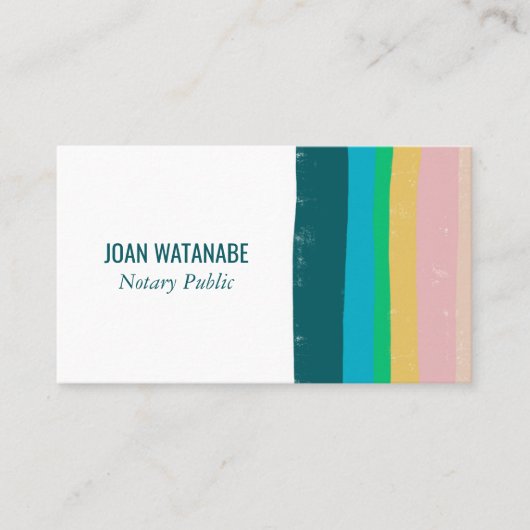 Roze groene Gold Minimalistische Stripes Handgemaa Visitekaartje (Voorkant)