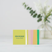 Roze groene Gold Minimalistische Stripes Handgemaa Visitekaartje (Staand voorkant)