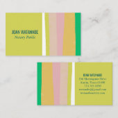 Roze groene Gold Minimalistische Stripes Handgemaa Visitekaartje (Voorkant / Achterkant)