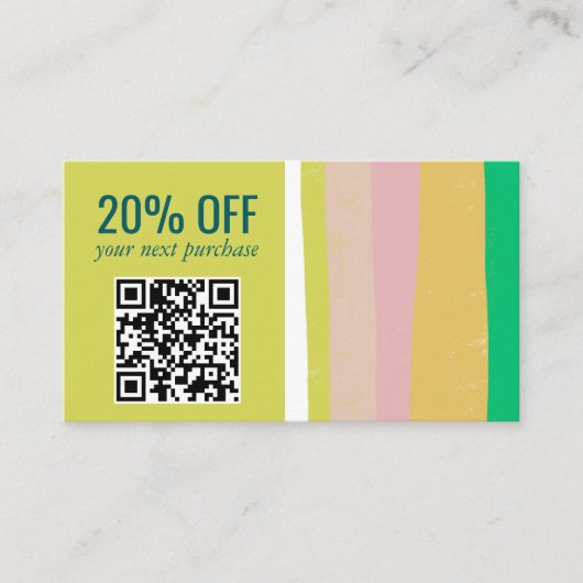 Roze groene Gold-minimalistische strips Eenvoudige Kortingskaartje (Voorkant)