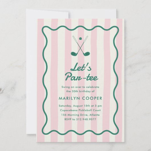Roze + Groene Golf 30ste verjaardagsfeest Kaart (Voorkant)