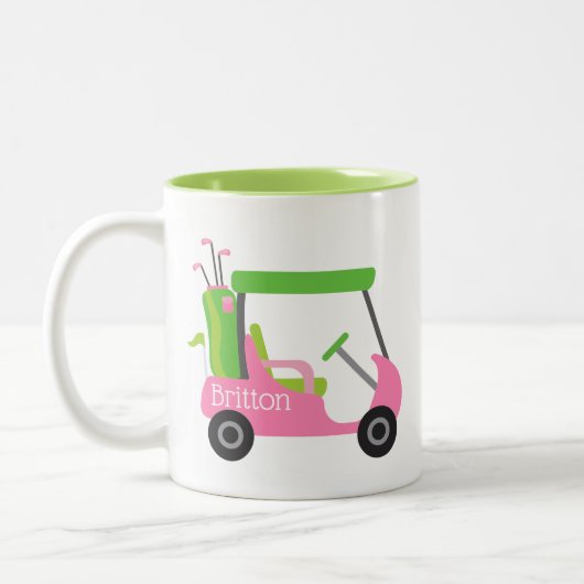 Roze & Groene Golf Gepersonaliseerde Mok (Links)