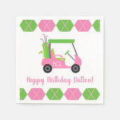 Roze & Groene Golf Gepersonaliseerde Party Napkins Servet (Voorkant)