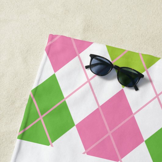 Roze & Groene Golf Gepersonaliseerde Strandhanddoe Strandlaken (In situ)