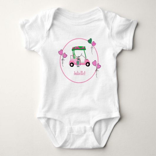 Roze & Groene Golf Thema Gepersonaliseerde Party Romper (Voorkant)