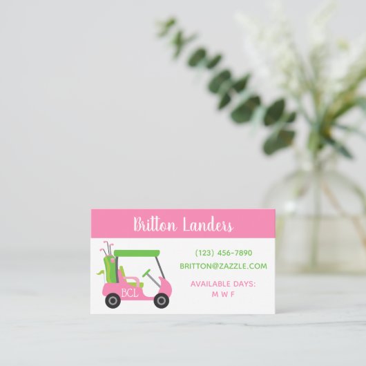 Roze & Groene Golfzaken of Contacteer Kaarten Visitekaartje (Staand voorkant)