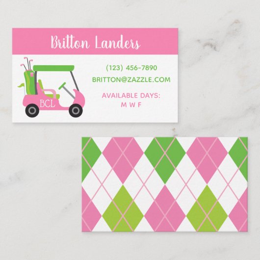 Roze & Groene Golfzaken of Contacteer Kaarten Visitekaartje (Voorkant / Achterkant)