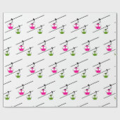 Roze & groene gondels cadeaupapier (Vlak)