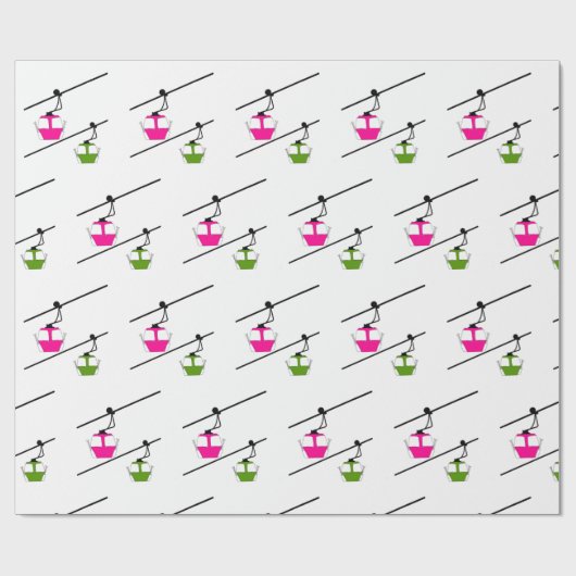 Roze & groene gondels cadeaupapier (Vlak)