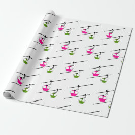 Roze & groene gondels cadeaupapier
