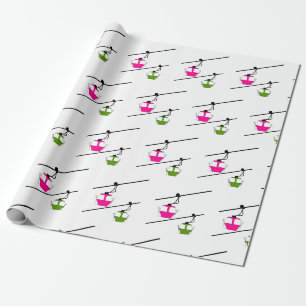 Roze & groene gondels cadeaupapier