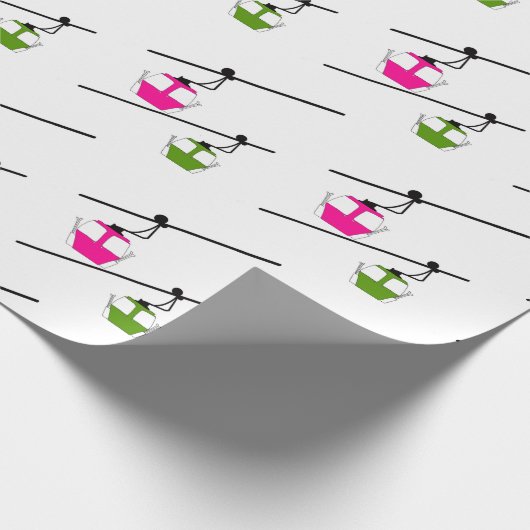 Roze & groene gondels cadeaupapier (Hoek)