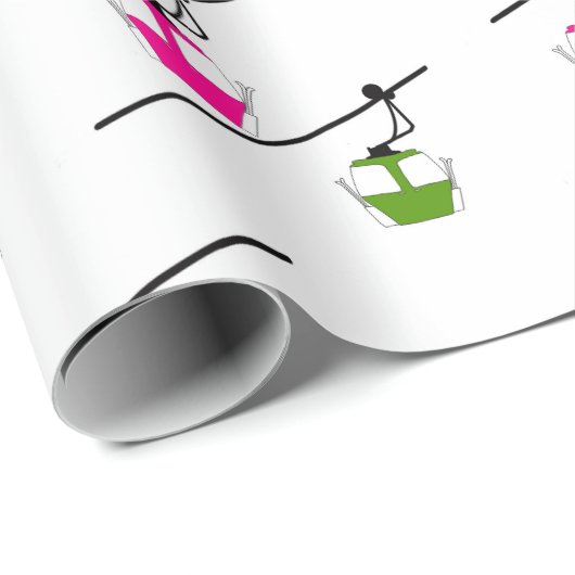 Roze & groene gondels cadeaupapier (Rol Hoek)