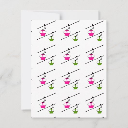 Roze & groene gondels feestdagenkaart (Voorkant)