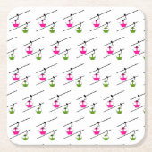 Roze & groene gondels kartonnen onderzetters (Voorkant)