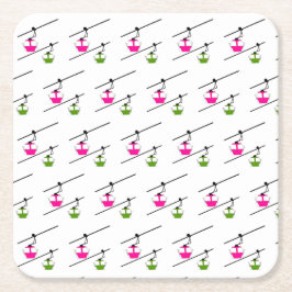 Roze & groene gondels kartonnen onderzetters