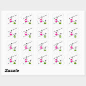 Roze & groene gondels met ski's vierkante sticker (Vel)
